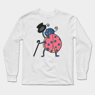 Kawaii cute Ladybug with top hat Drawing Long Sleeve T-Shirt